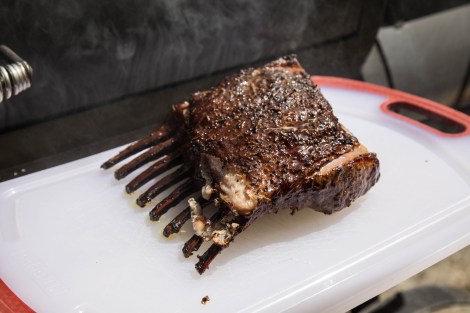 Burnt bones on rack-of-lamb